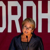 Katie Couric addressing the Washington, DC chapter of the Fordham University alumni Association.